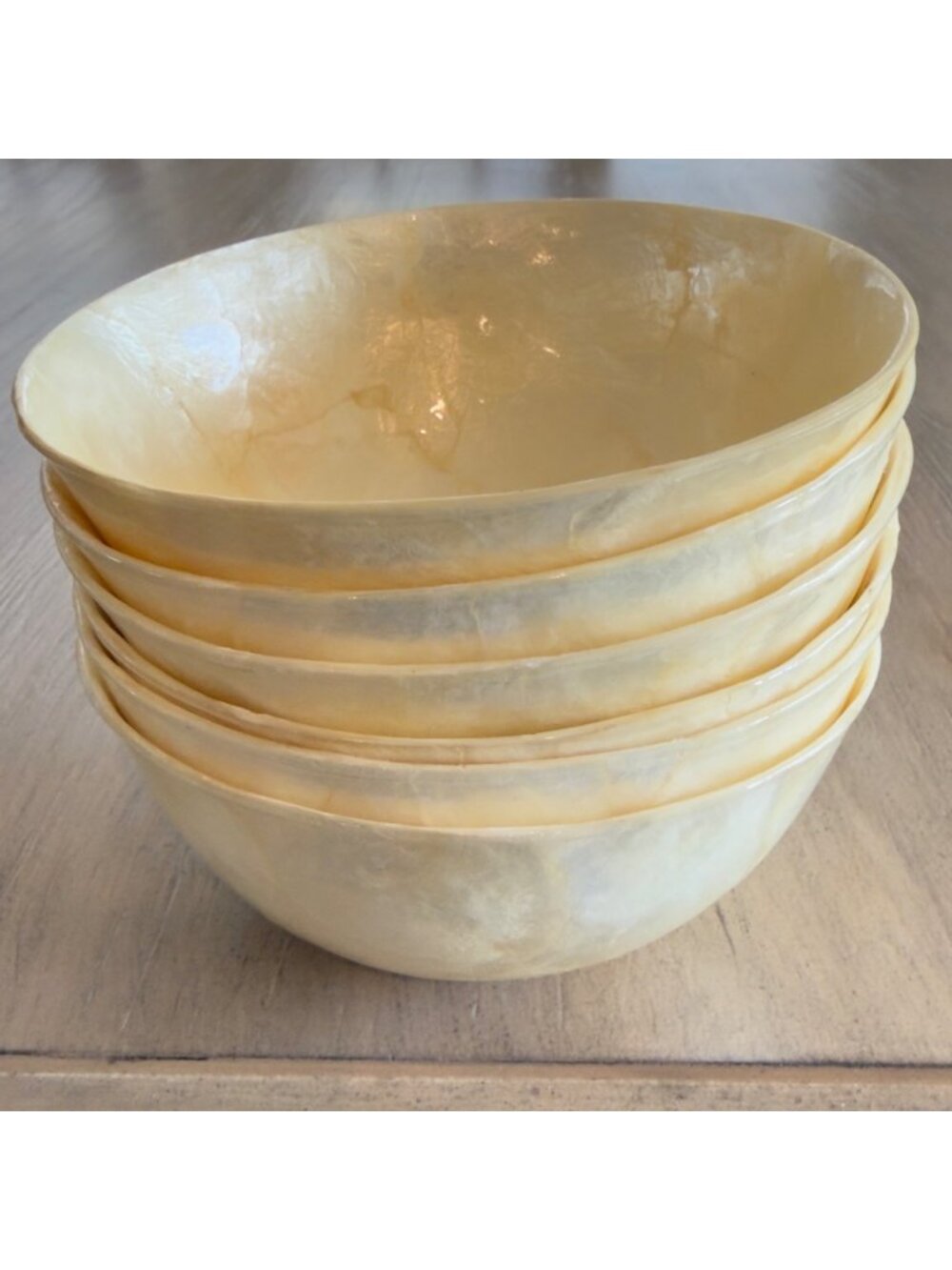 Vintage Capiz Shell Mother of Pearl Bowl Set of 6 Small 5 inch